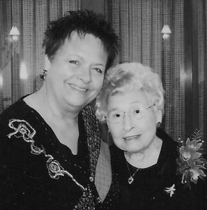 Joy Ehresman Rachoy with Estelle on her 105th birthday.Photo courtesy Joy Ehresman Rachoy